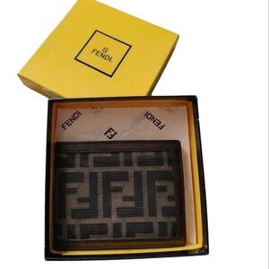 Fendi Bi-fold Zucca Leather & Jacquard Wallet